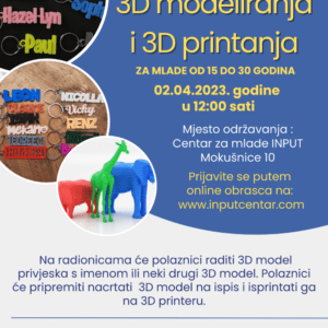 Read more about the article Prijava na Radionice 3D modeliranja i 3D printanja